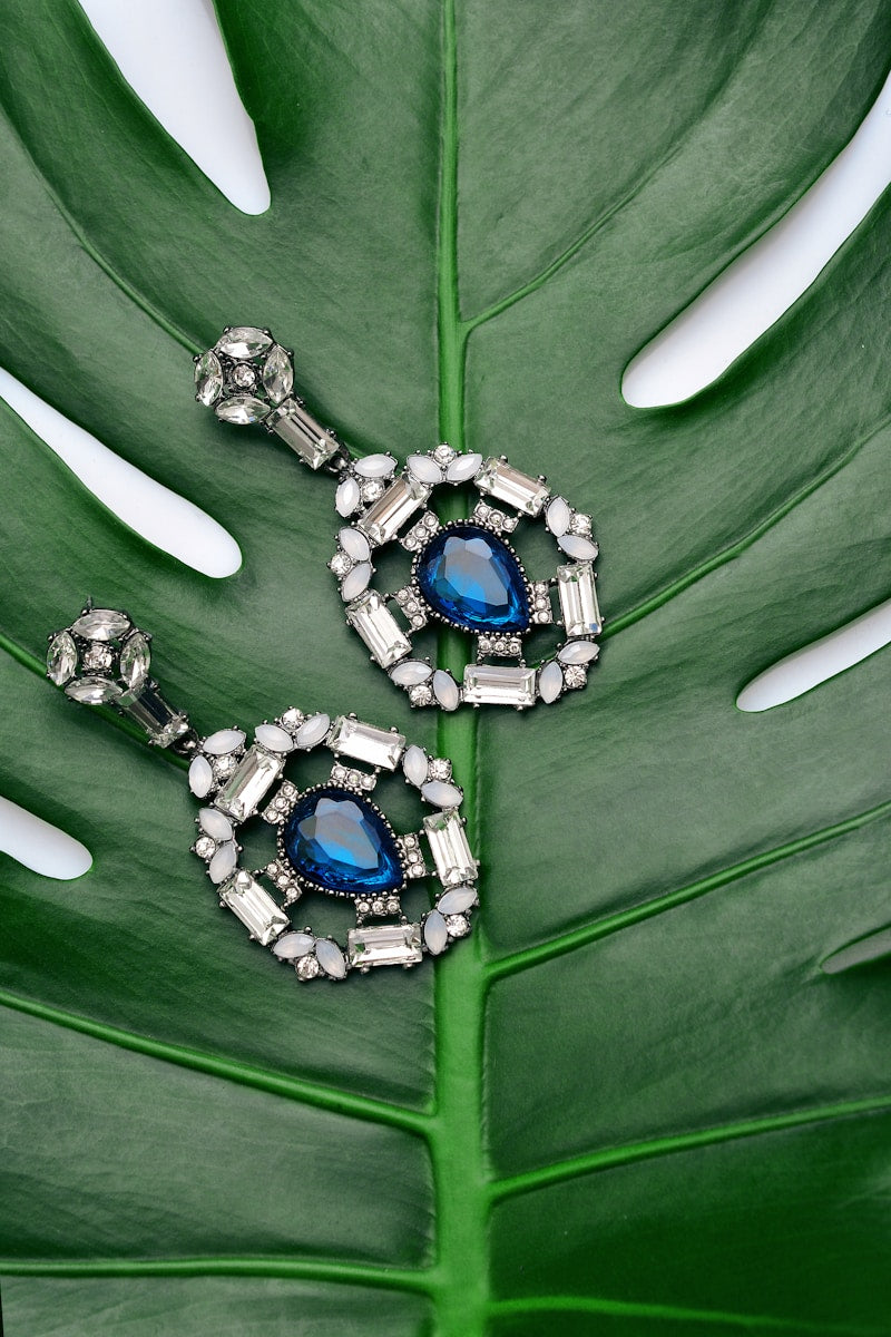 Crystal Teardrop Earrings - 925 Sterling Silver